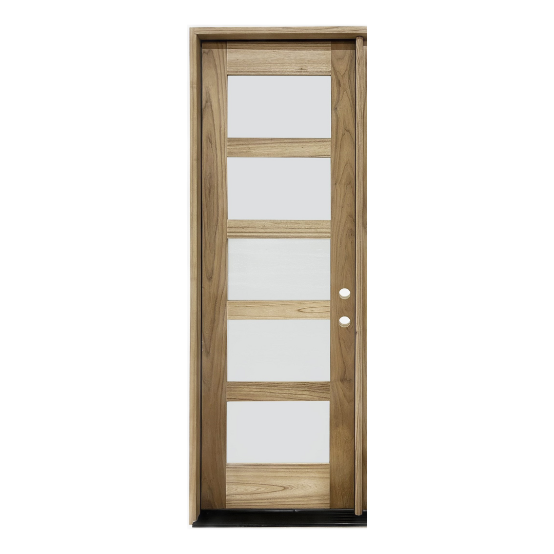 Sahara Series, 5 Lite "Thermo-Wood" Single Door; Chinchilla Glass; Right Hand Swing; 37.5 in. x 81.5 in.