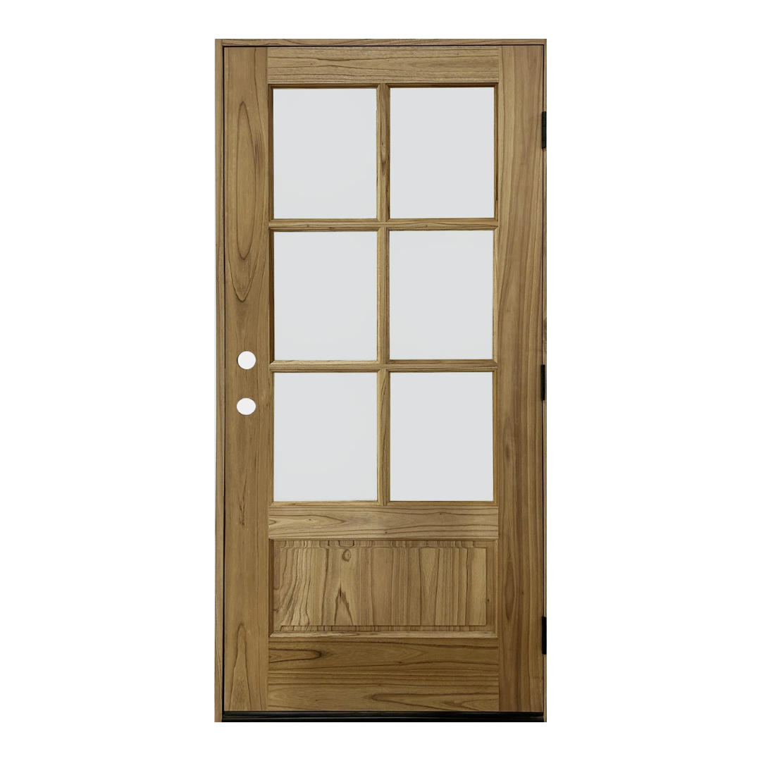 Sahara Series, 6 Lite "Thermo-Wood" Single Door; Clear Beveled Glass; Right Hand Swing; 37.5 in. x 81.5 in.