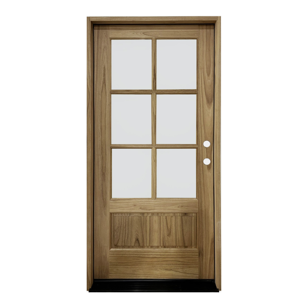Sahara Series; 6 Lite Thermo-Wood Single Door; Left Hand Swing; Clear Beveled Glass