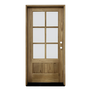 Sahara Series; 6 Lite Thermo-Wood Single Door; Left Hand Swing; Clear Beveled Glass