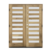 Sahara Series, 9 Lite "Thermo-Wood" Double Door; Chinchilla Glass; Right Hand Swing; 60.5 in. x 81.5 in.