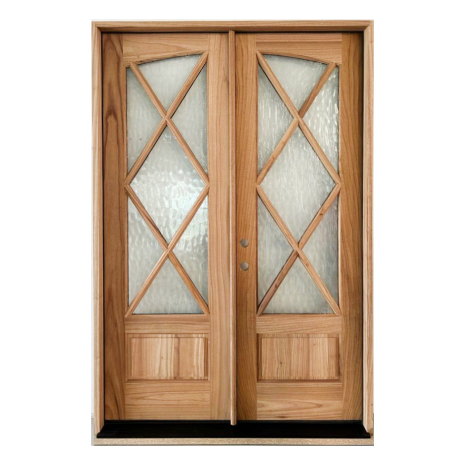 Sahara Weather-Proof Mahogany Tybee Double Door with Clear Glass