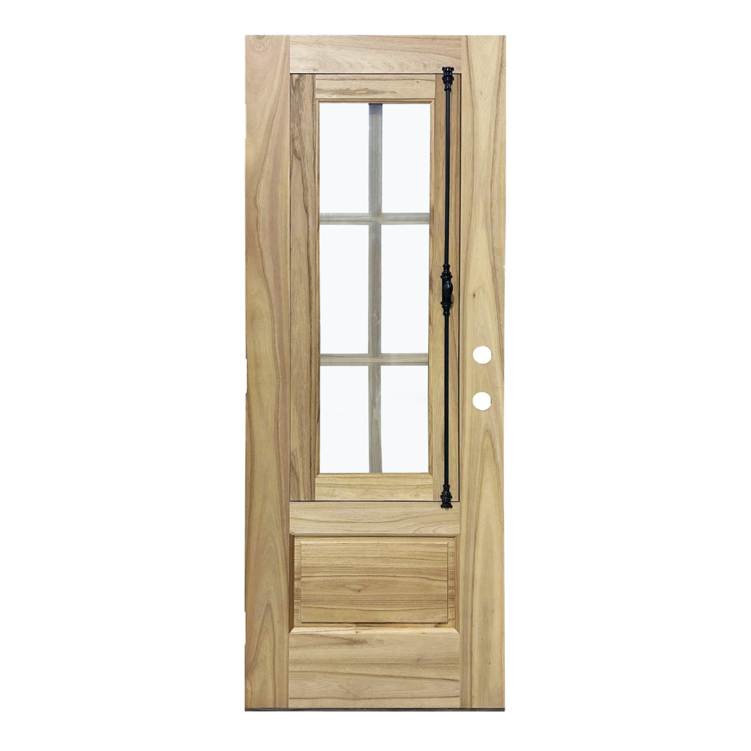 WeatherCraft Torrefied Mahogany St. Simons Single Entry Door with Clear Glass