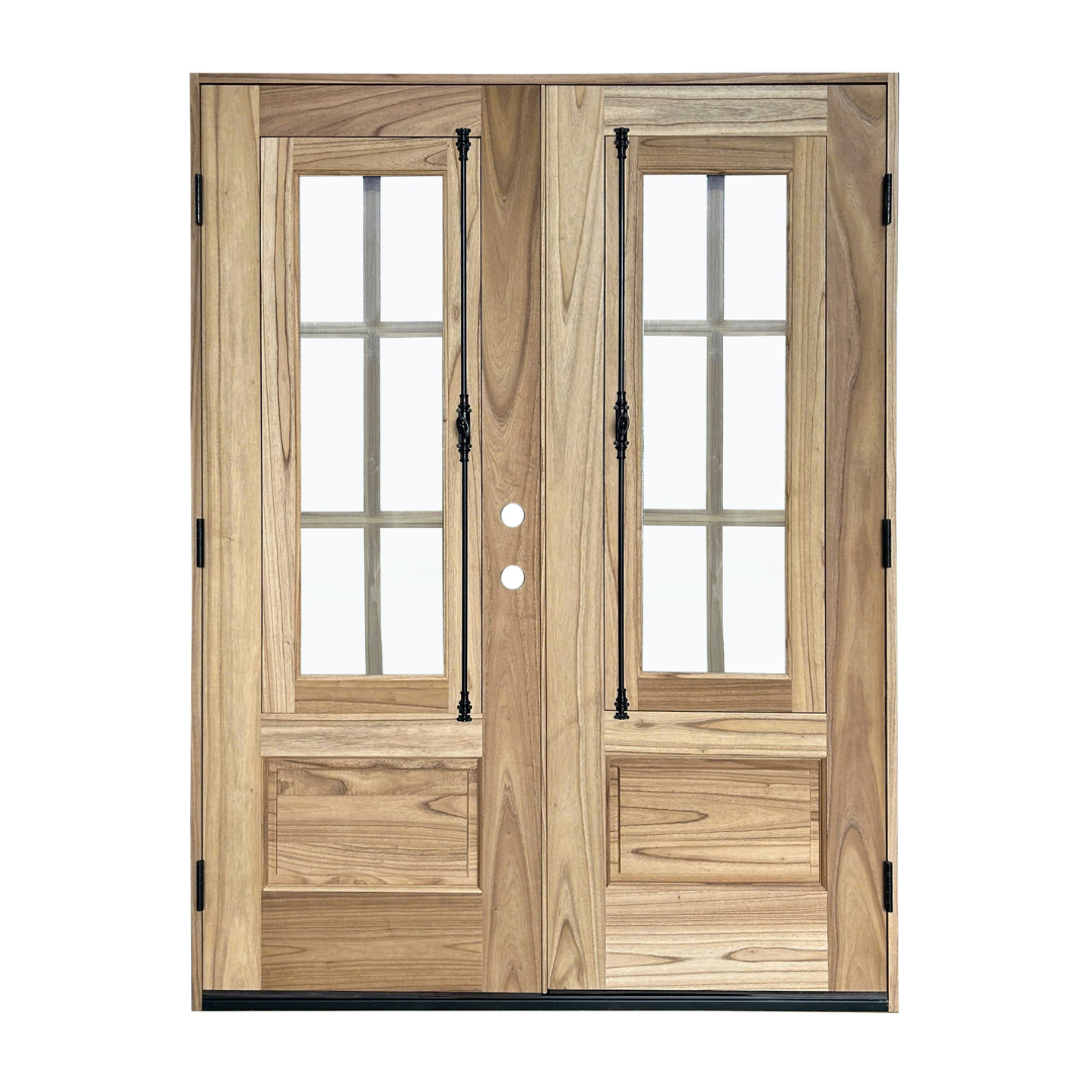 WeatherCraft Torrefied Mahogany St. Simons Double Entry Door with Clear Glass