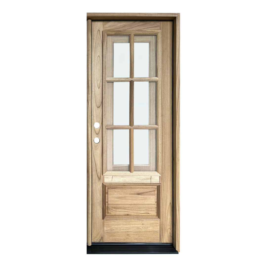 WeatherCraft Torrefied Mahogany St. Simons Single Entry Door with Clear Glass