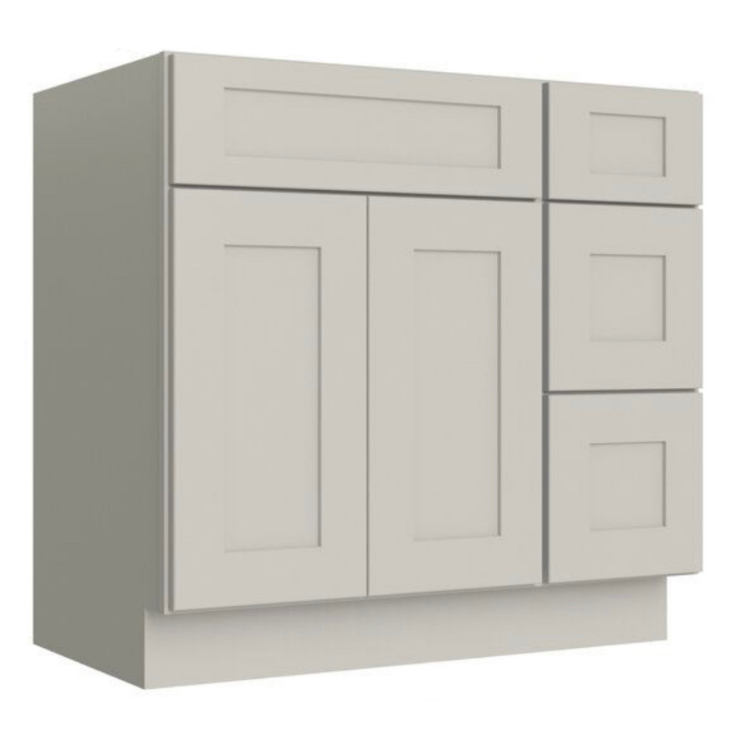 Prestige Shaker Vanity; Dove; 36 in. RH