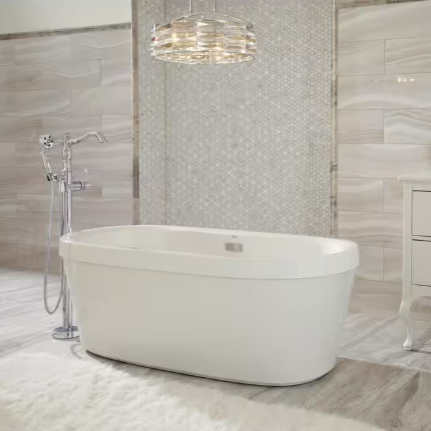 Delta Synergy 68 in. x 36 in Soaking Bathtub with Center Drain in High Gloss White