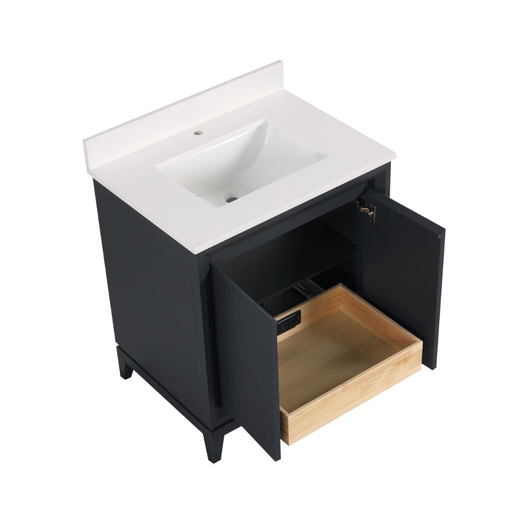Wren Vanity; Dark Gray; 30 in. inside view