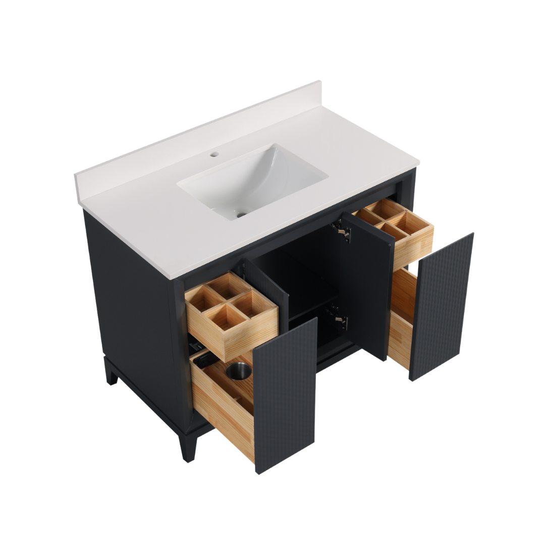 Wren Vanity; Dark Gray; 42 in. inside view
