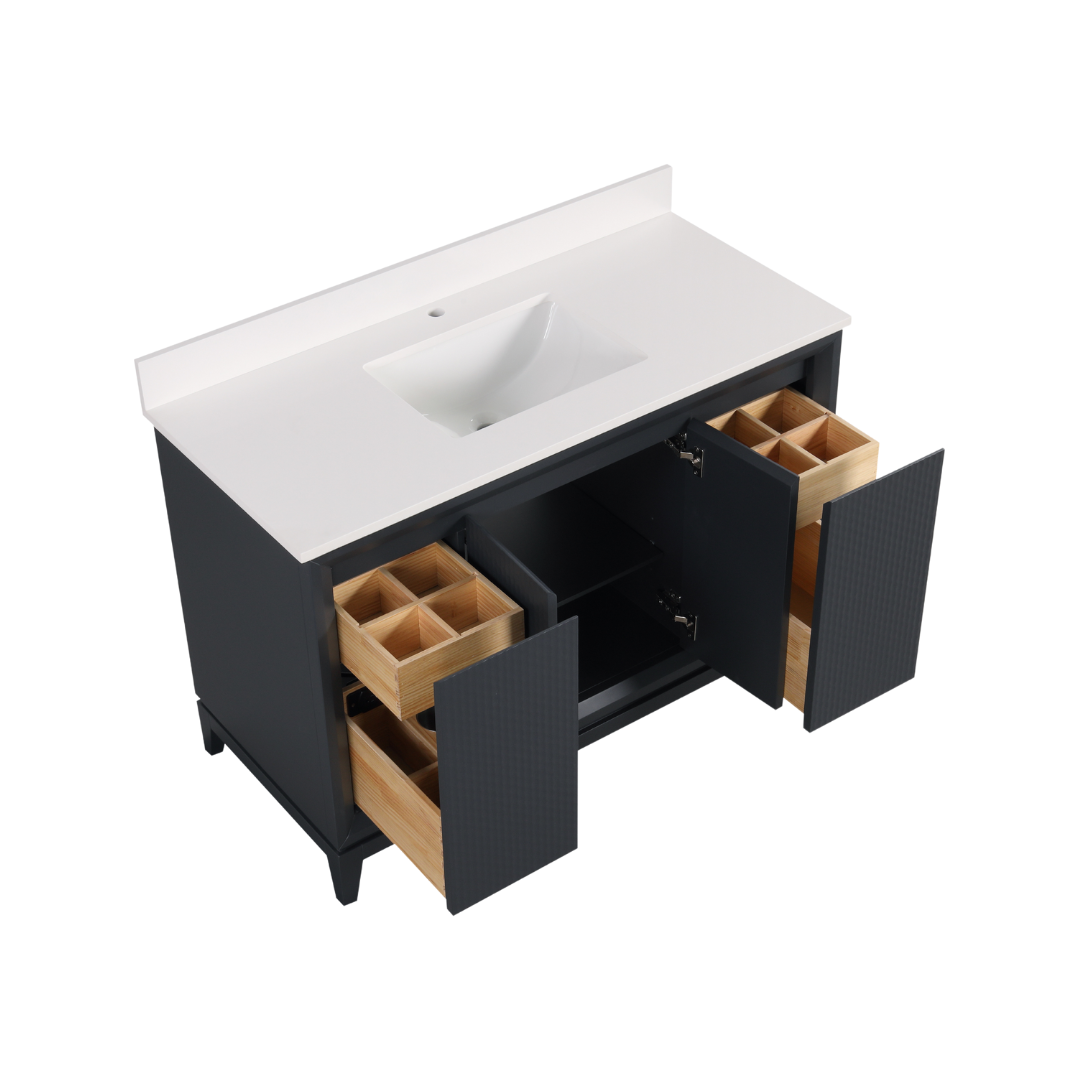 Wren Vanity; Dark Gray; 48 in. inside view