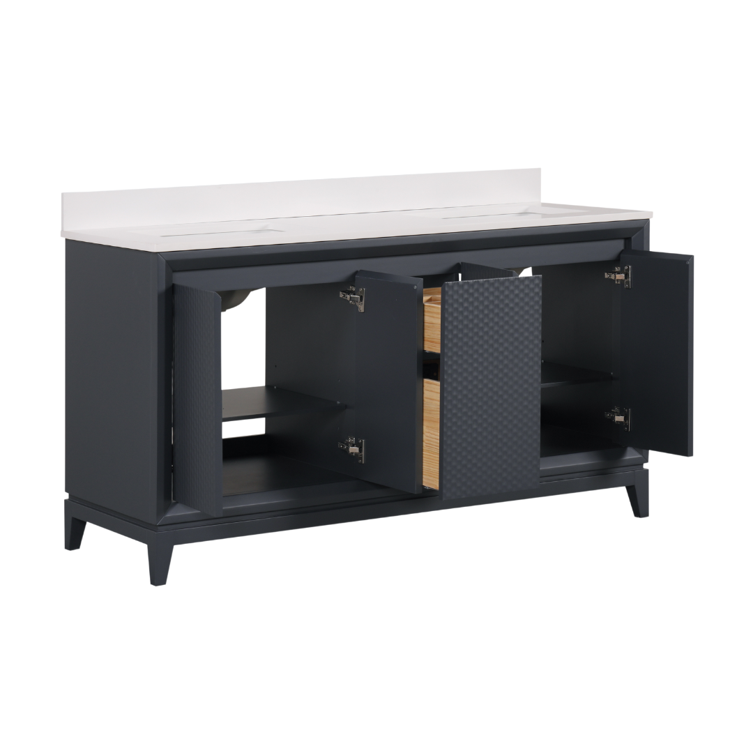 Wren Vanity; Dark Gray; 60 in. DB inside view