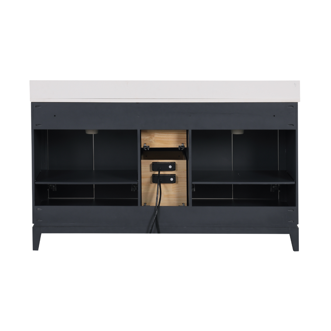 Wren Vanity; Dark Gray; 48 in. DB inside view