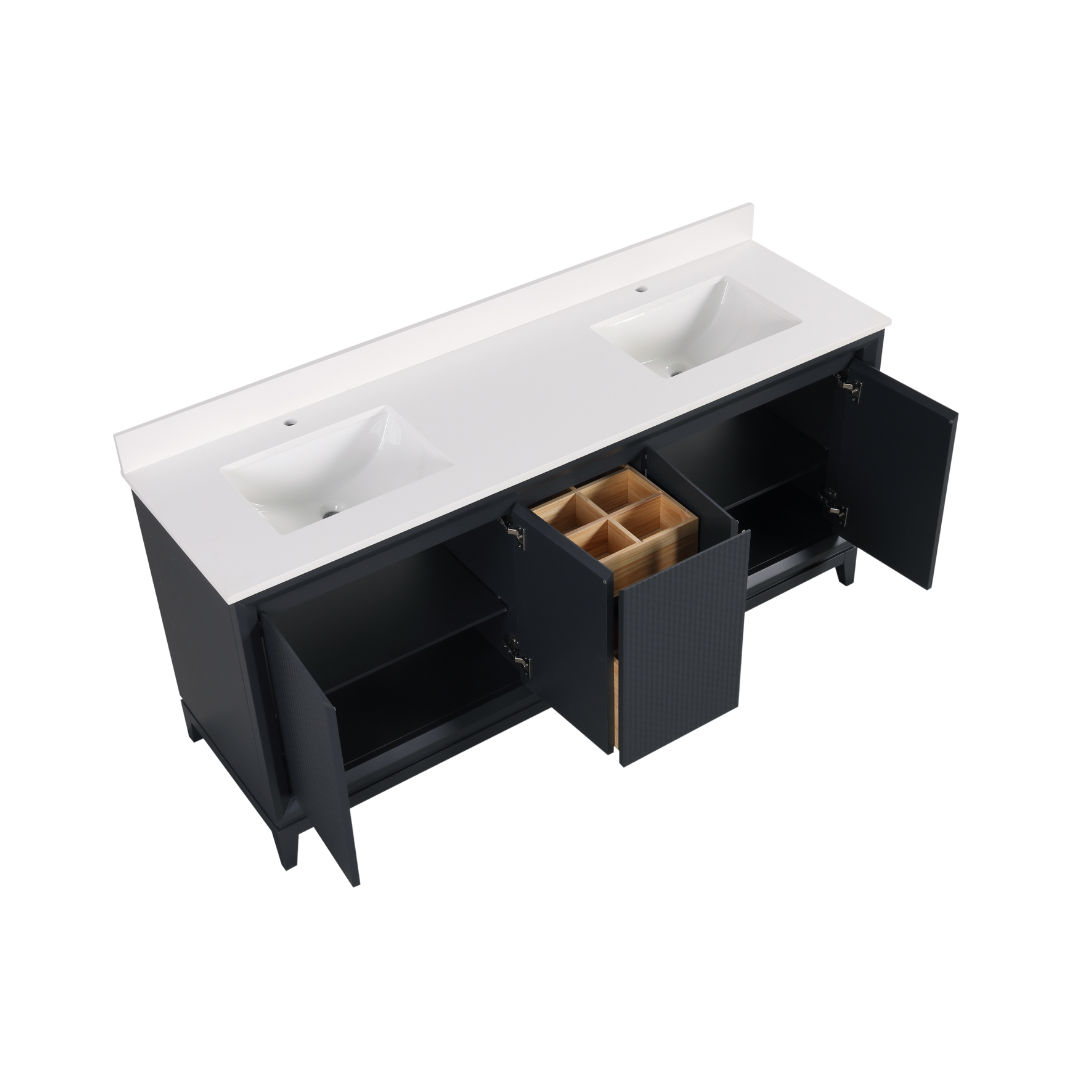 Wren Vanity; Dark Gray; 72 in. DB inside view