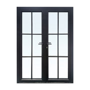 aluminum double door, 6 lite, clear glass, simulated divided light