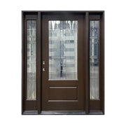brilliance fiberglass door, brown, decorative glass, sidelites