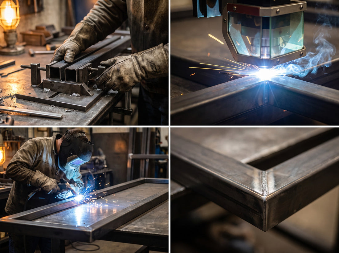 French steel process step 3 — Laser-weld: tubes welded for clean filler-free seams
