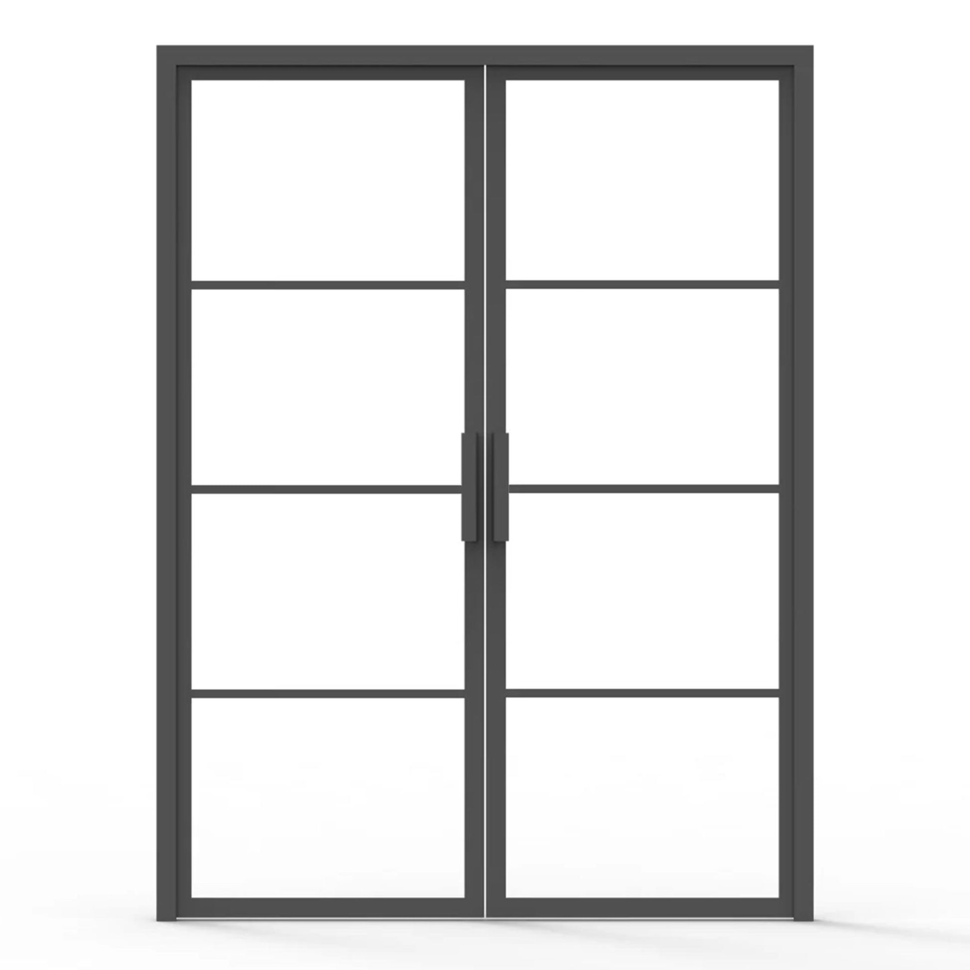 8 lite interior iron door, clear glass, flat handle, 60" x 80"