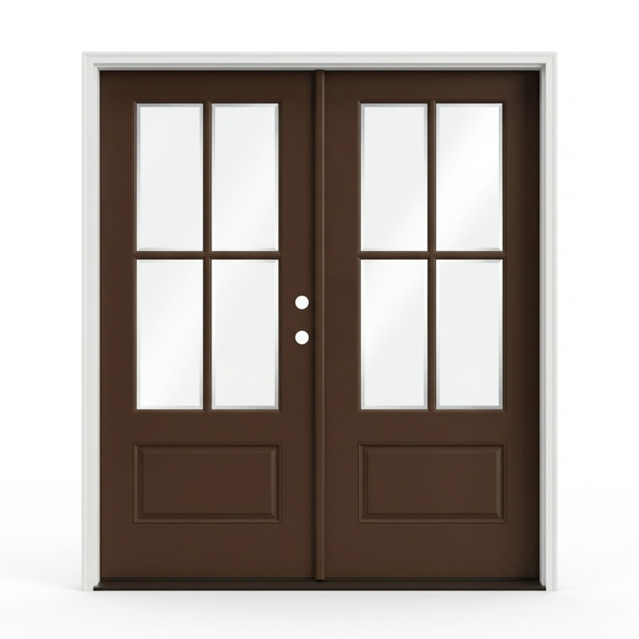 4 Lite SDL Clear Glass Fiberglass Door; Weathered Oak; Left Hand Swing