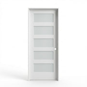 white 5 Lite Frosted Primed Prehung Interior Door; 2 ft x 6 ft 8 in.