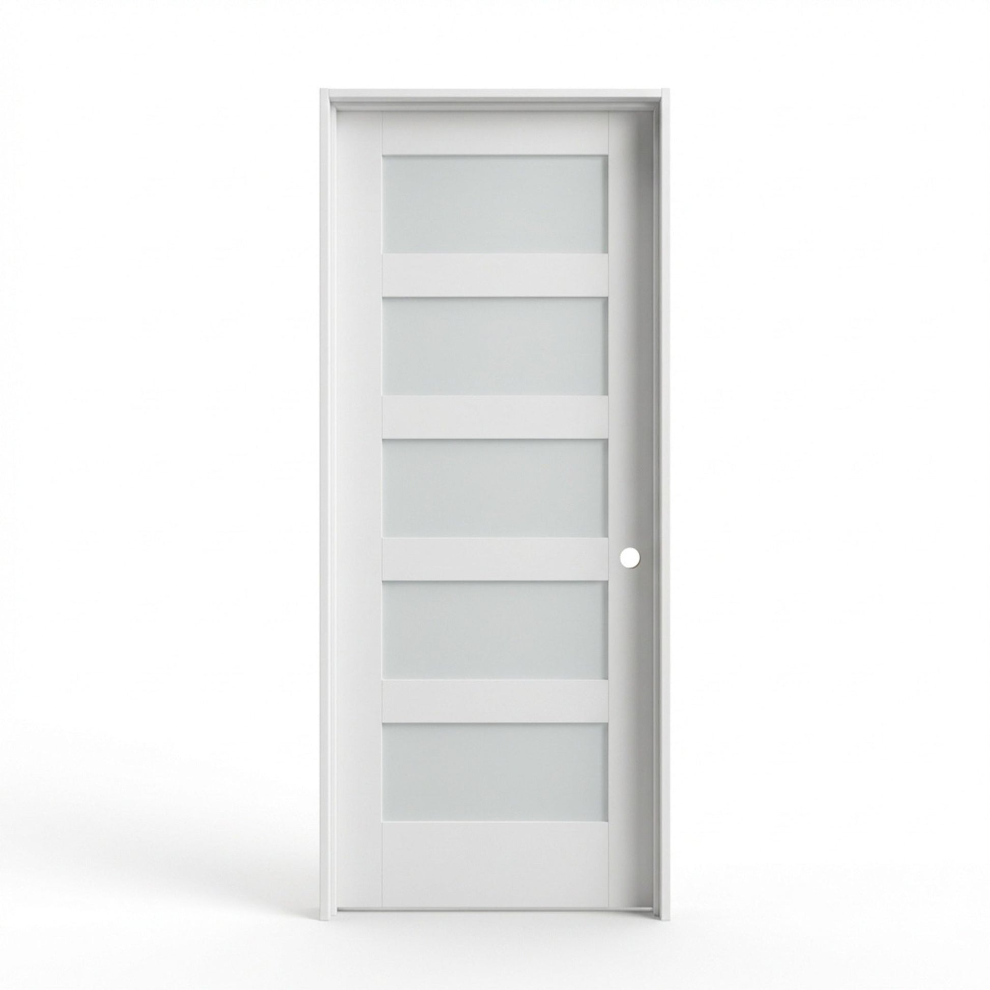 white 5 Lite Frosted Primed Prehung Interior Door; 2 ft x 6 ft 8 in.
