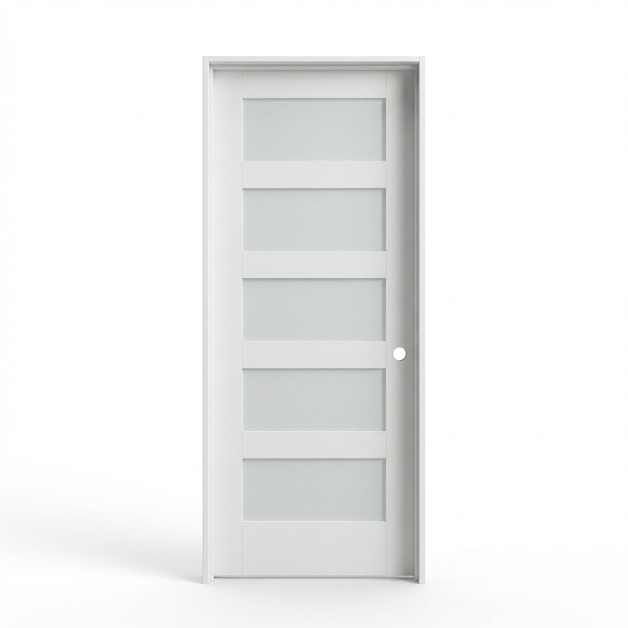 white 5 Lite Frosted Primed Prehung Interior Door; 2 ft x 6 ft 8 in.