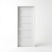 5 panel white primed prehung interior solid core door