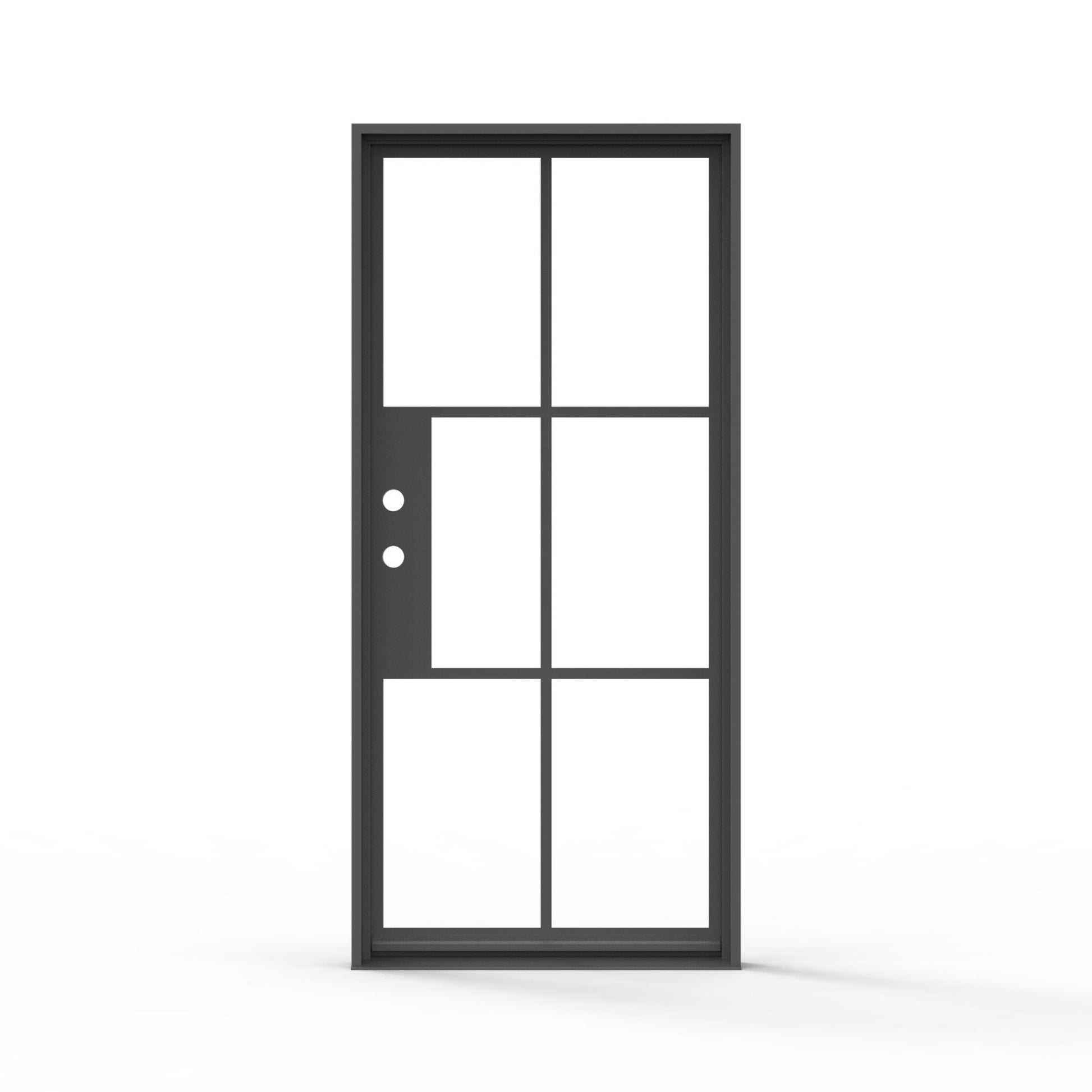 French Steel 6 Lite Door, Clear Glass, Smooth Black Finish, Exterior Door