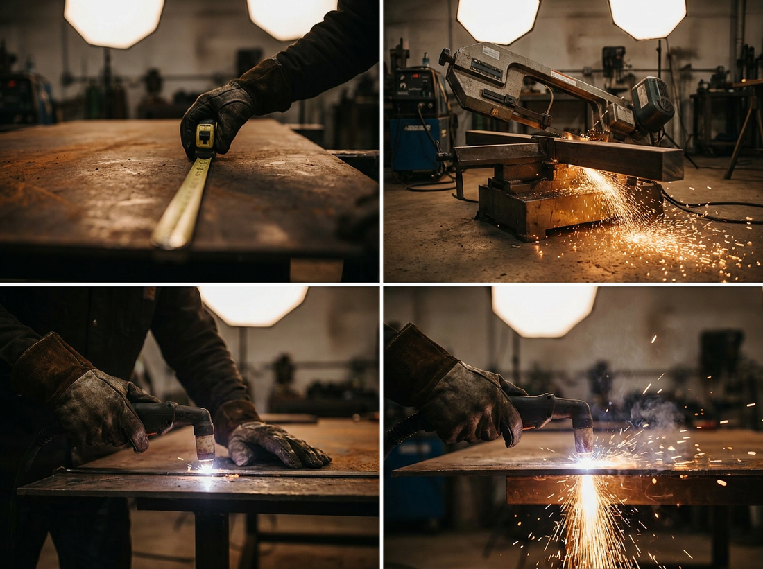 Iron process step 1 — Cut: 12-gauge iron cut to size