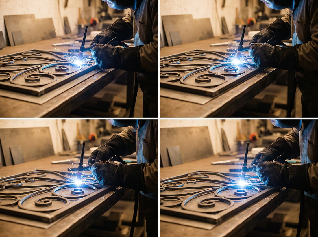 Iron process step 3 — Weld: frame and scroll TIG-welded, ground smooth