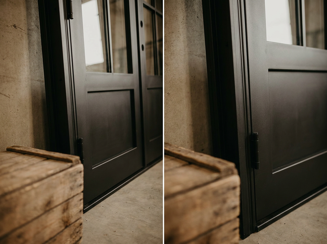 French steel process step 5 — Finish + hang: primed, painted, and pre-hung