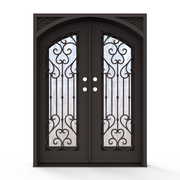 Anastasia Wrought Iron Double Entry Door with Flemish Privacy Glass