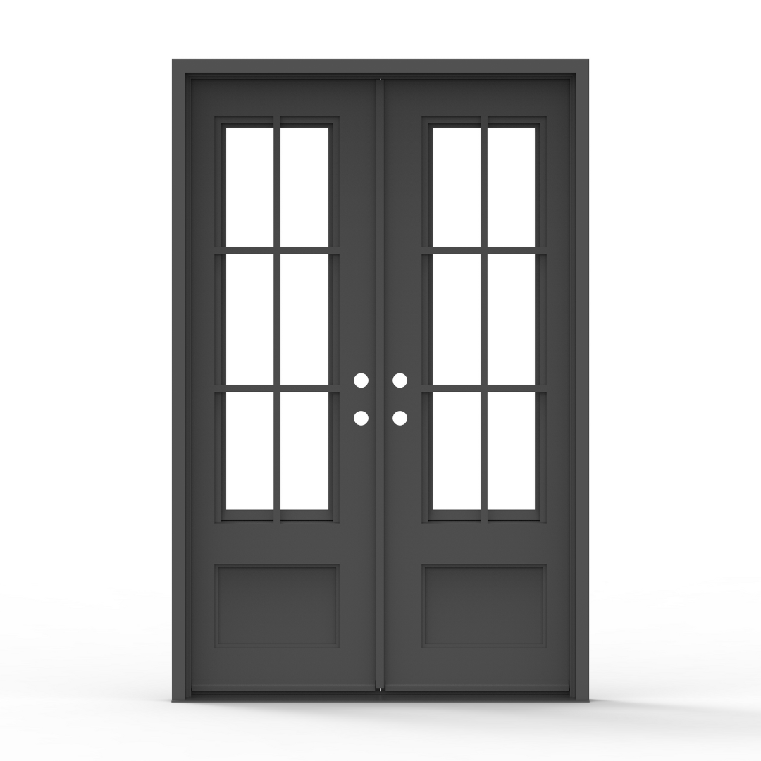 Artigiano Wrought Iron Double Entry Door with Clear Glass
