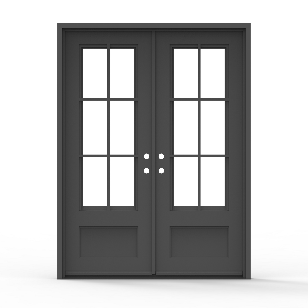 Artigiano Wrought Iron Double Entry Door with Clear Glass