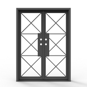Bella Wrought Iron Double Entry Door with Clear Glass