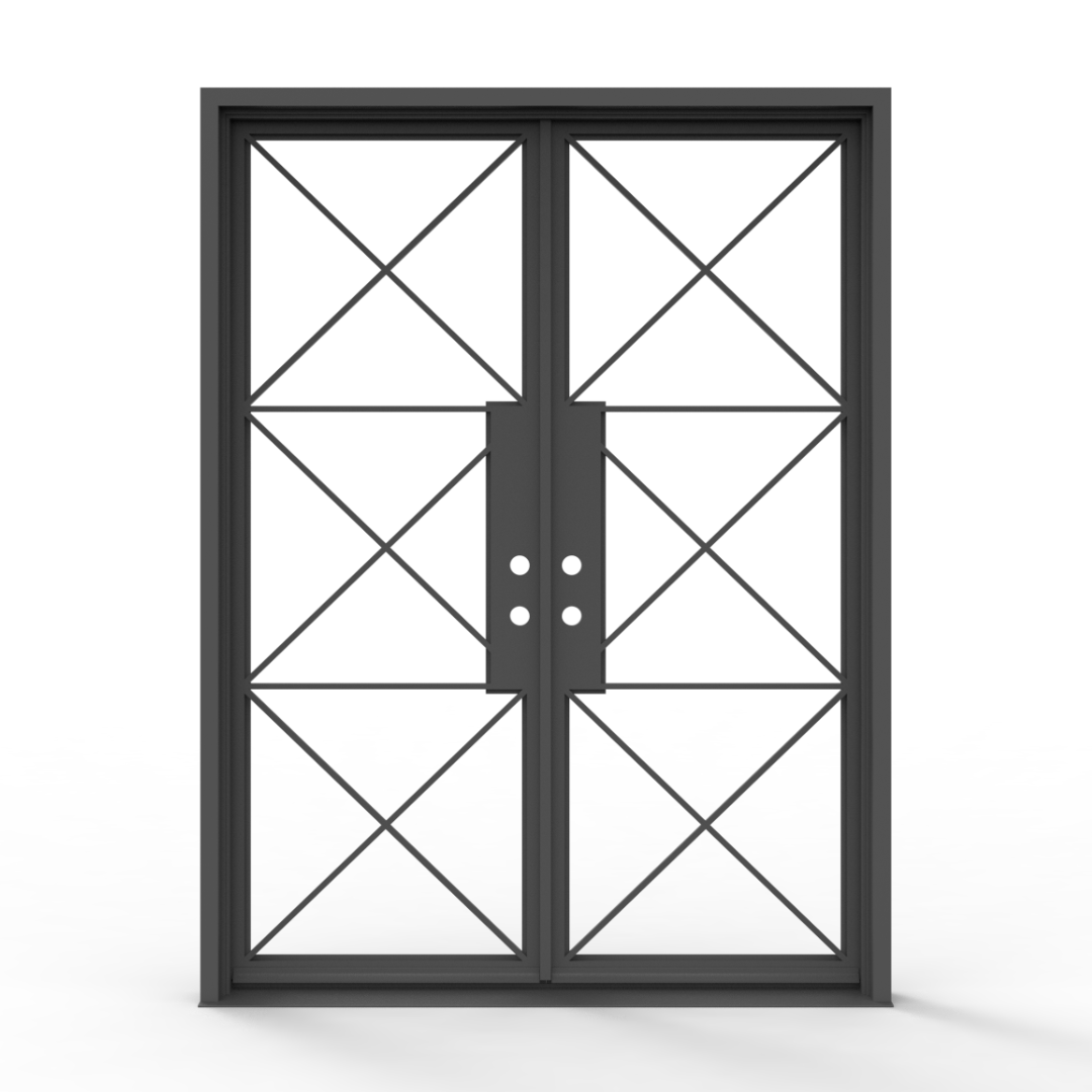 Bella Wrought Iron Double Entry Door with Clear Glass