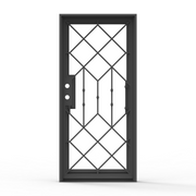 Slim Lux Wrought Iron Single Entry Door with Flemish Privacy Glass