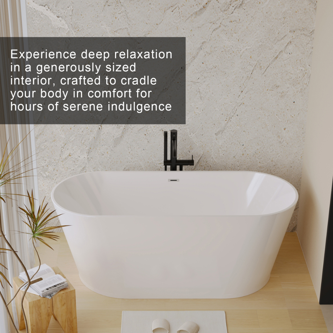 Cove 55 in x 30 in Soaking Bathtub in White