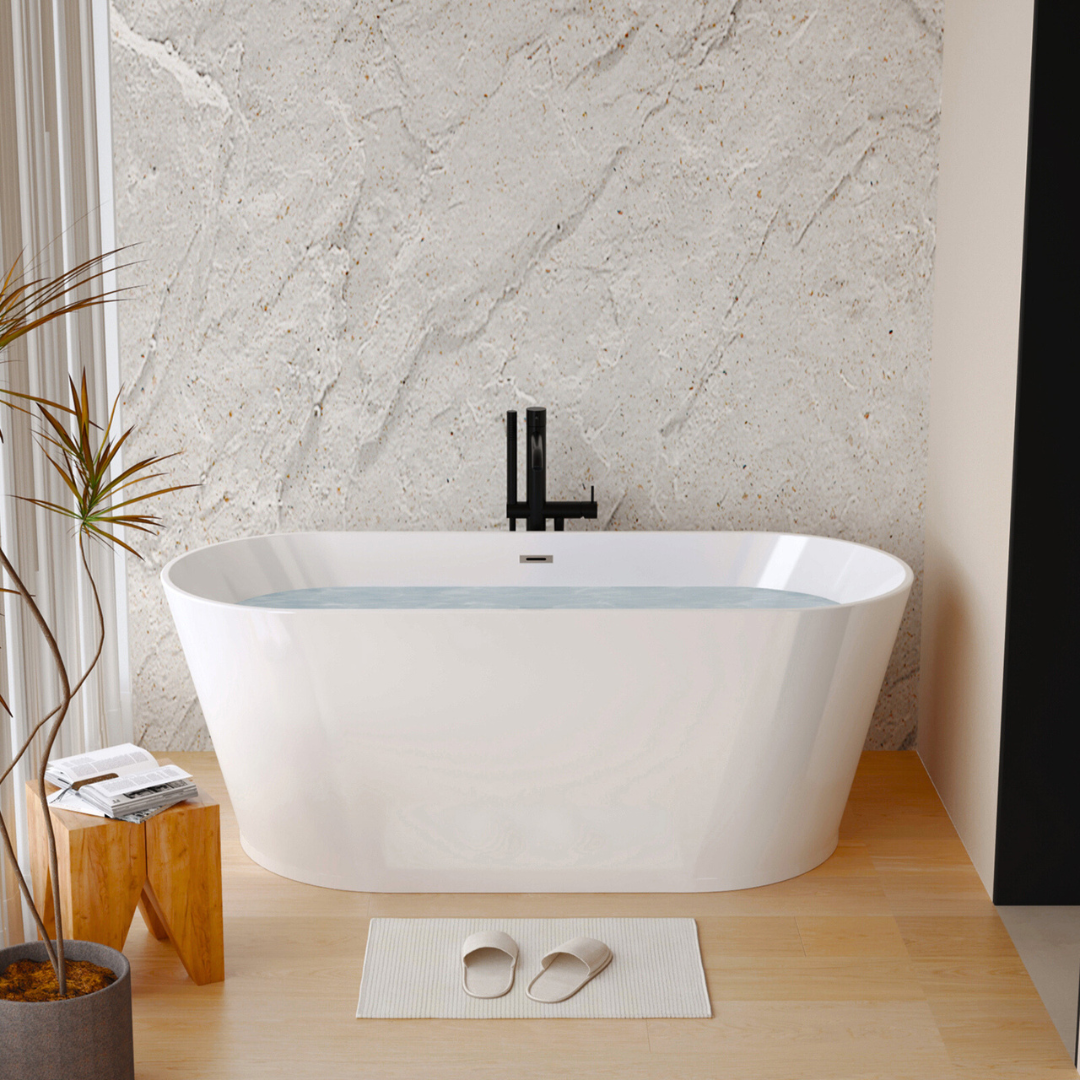 Cove 55 in x 30 in Soaking Bathtub in White