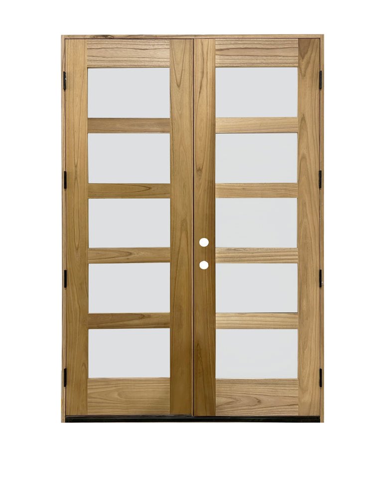 Sahara Series, 5 Lite Thermo-Wood Double Door; Chinchilla Glass; Left Hand Swing 