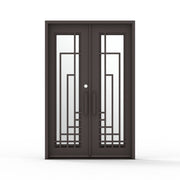 60.5 x 93.25 National iron double door in oil rubbed bronze with mirrored glass and geometric grille details