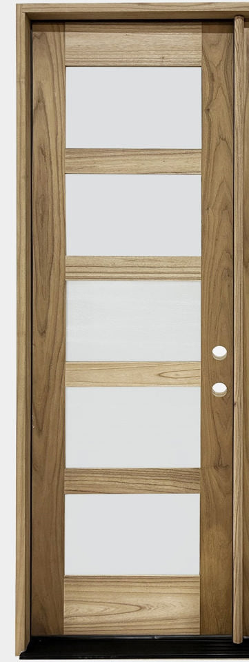 Sahara Series, 5 Lite Thermo-Wood Single Door; Left Hand Swing; Chinchilla Glass