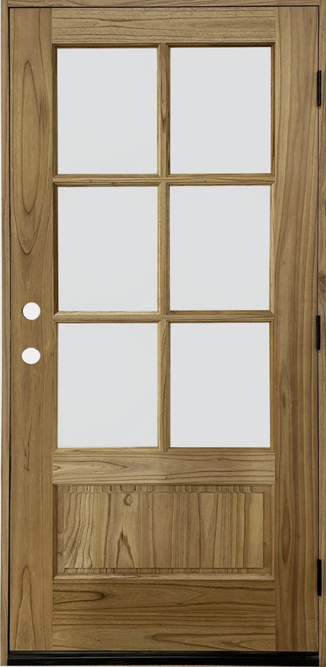 Sahara Series; 6 Lite Thermo-Wood Single Door; Left Hand Swing; Clear Beveled Glass; Back Side