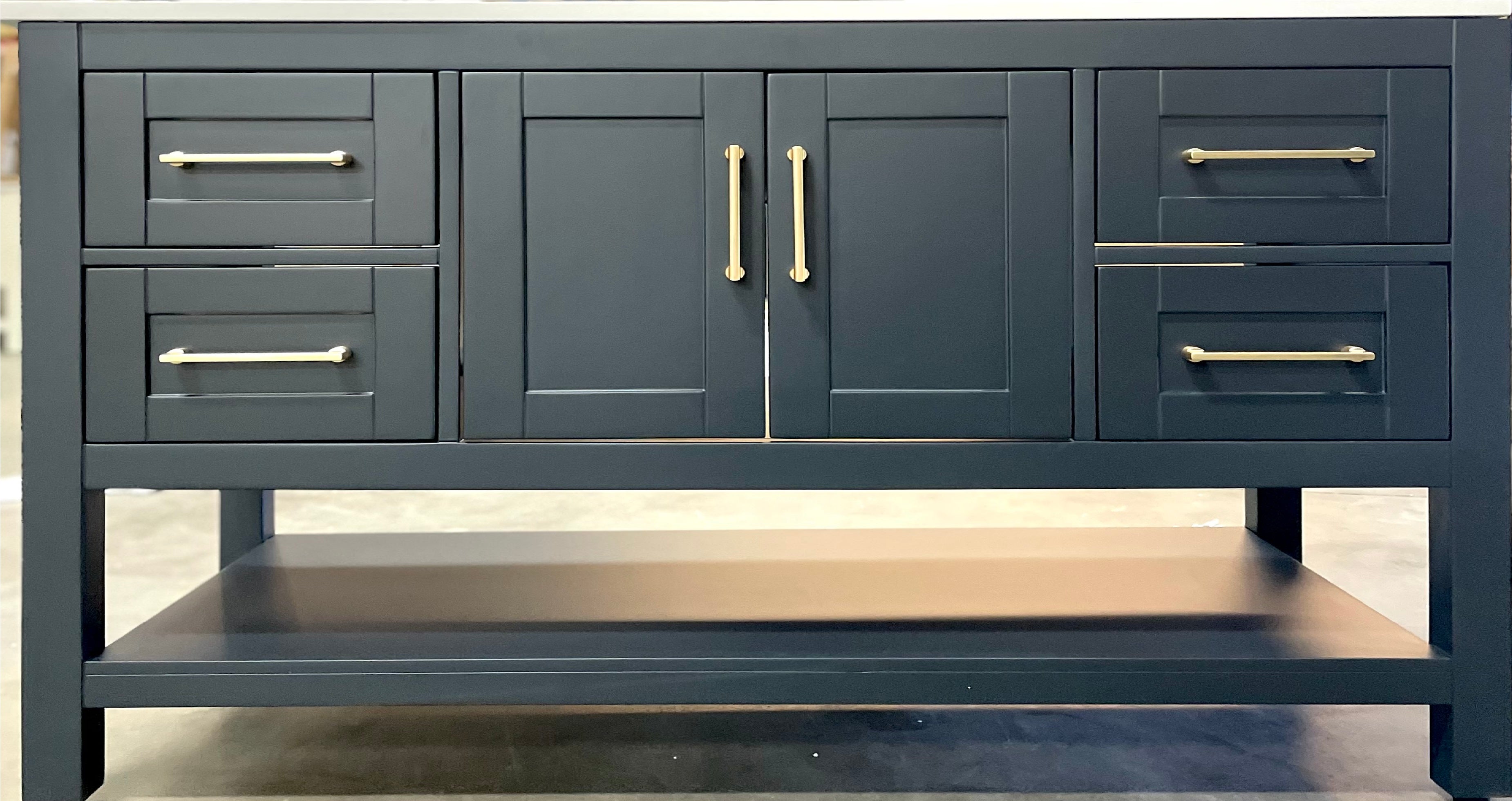 Rue Vanity; After Midnight w/ Gold Hardware; 60 in. SB