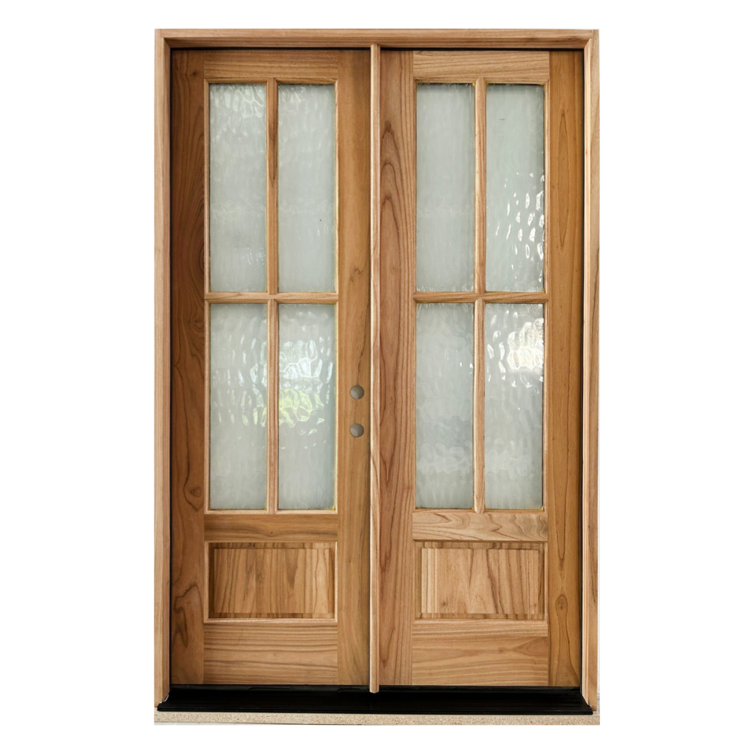 Sahara Series; 4 Lite Thermo-Wood Double Door; Flemish Glass; Left Hand Swing; 60.5 in. x 93.25 in.