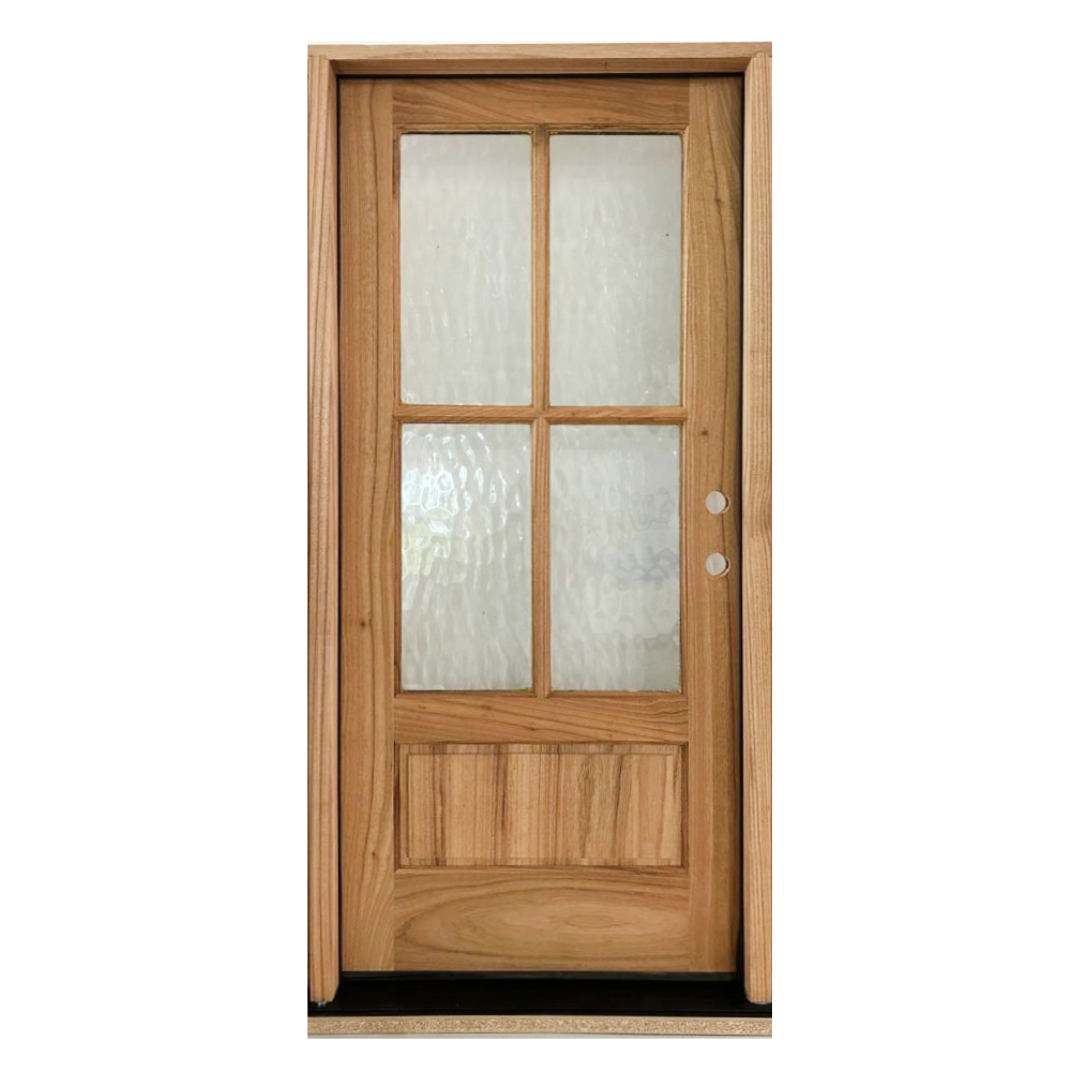 Sahara Series; 6 Lite Thermo-Wood Single Door; Left Hand Swing; Flemish Glass; 37.5 in. x 81.5 in.
