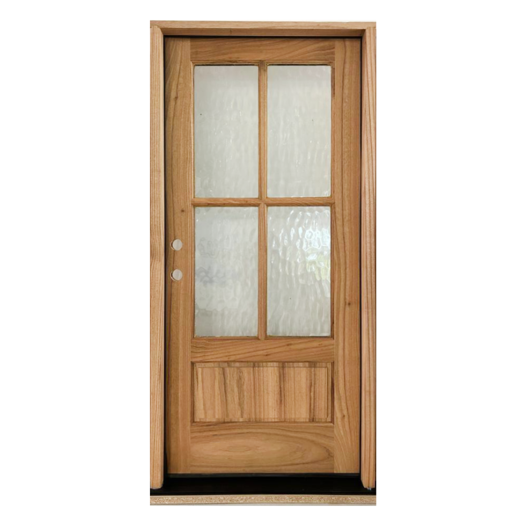 Sahara Series, 4 Lite "Thermo-Wood" Single Door; Flemish Glass; Right Hand Swing; 37.5 in. x 81.5 in.