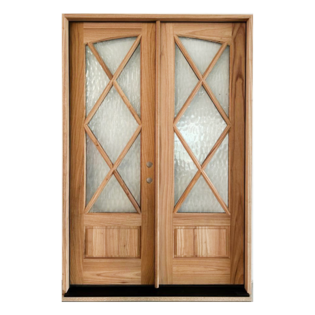 Sahara Series; Tybee Thermo-Wood Double Door; Flemish Glass; Left Hand Swing; 60.5 in. x 93.25 in.