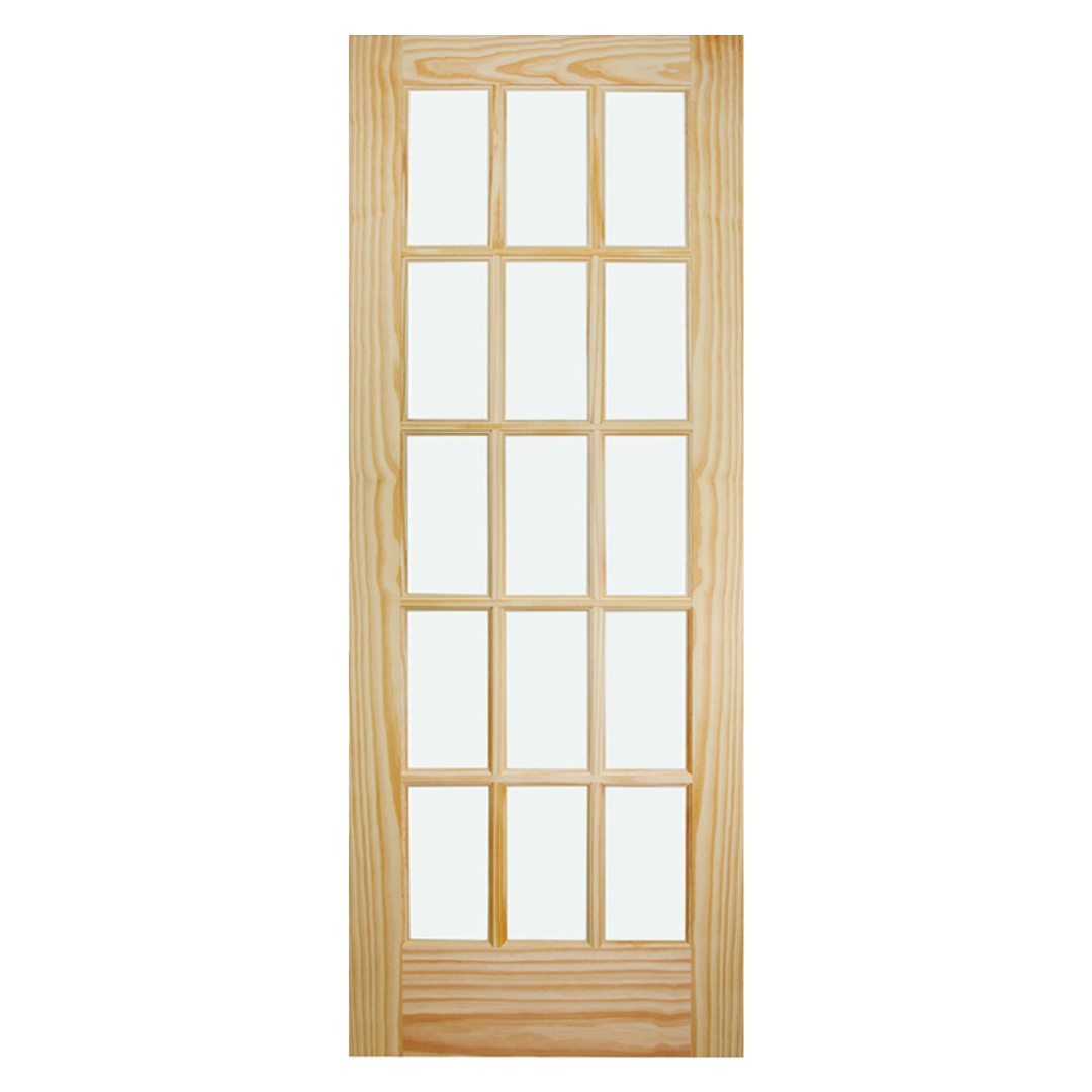 15 Lite Pine Single Interior Door Slab