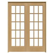 15 Lite Pine Double French Interior Door, Clear Glass