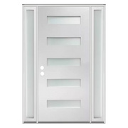 5 Lite Fiberglass Door; Etched Glass